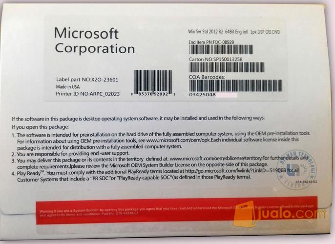 Windows Server 2012 R2 Standar (Original COA)