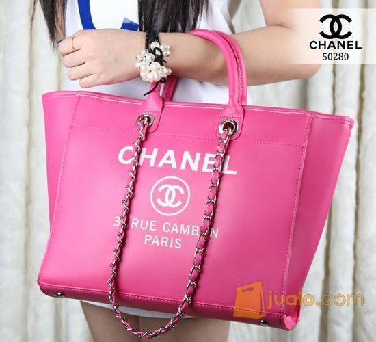 Tas Chanel Deauville Smooth Leather Tote Shopping Bag (50280)