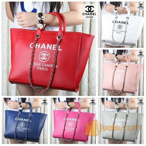 Tas Chanel Deauville Smooth Leather Tote Shopping Bag (50280)