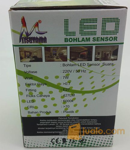 Lampu LED 7w with sensor suara cahaya putih