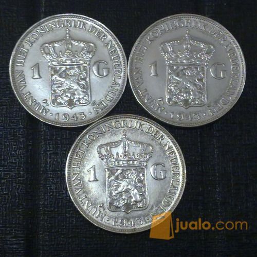 Koin Perak Wilhelmina 1 Gulden 1943D