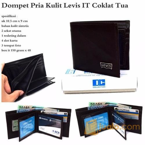 Dompet Pria / Cowok Kulit Levis IT Coklat Tua