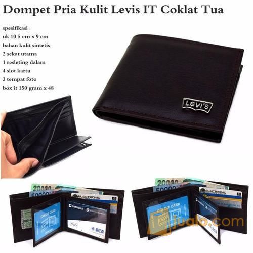 Dompet Pria / Cowok Kulit Levis IT Coklat Tua