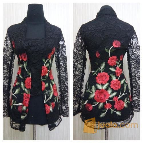 Kebaya Wisuda - Kebaya Brokat Bordir Warna Hitam - Kebaya Solo