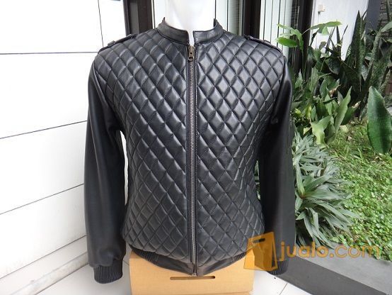 Jaket Kulit Domba Bomber Variasi Kotak" Timbul
