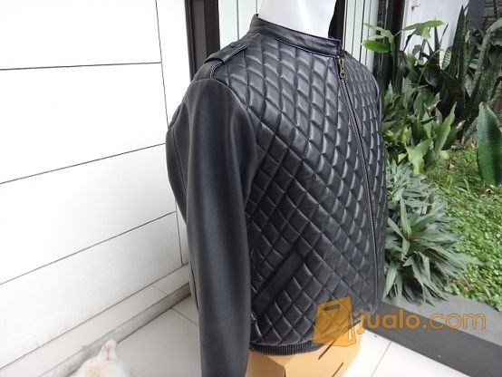 Jaket Kulit Domba Bomber Variasi Kotak" Timbul