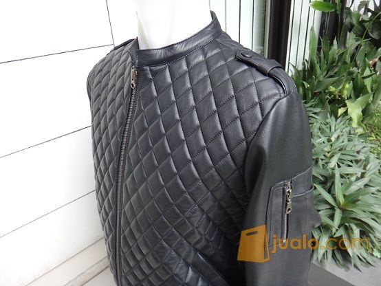 Jaket Kulit Domba Bomber Variasi Kotak" Timbul