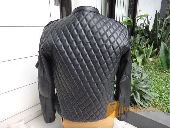 Jaket Kulit Domba Bomber Variasi Kotak" Timbul