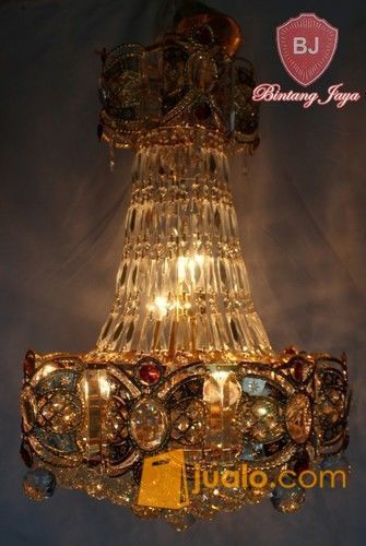 Lampu Kristal Mesjid Gold Minimalis