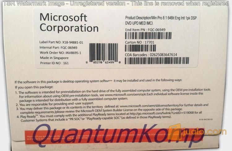 Microsoft Windows 8.1 Professional OEM Lisensi COA Original + DVD Box Installer