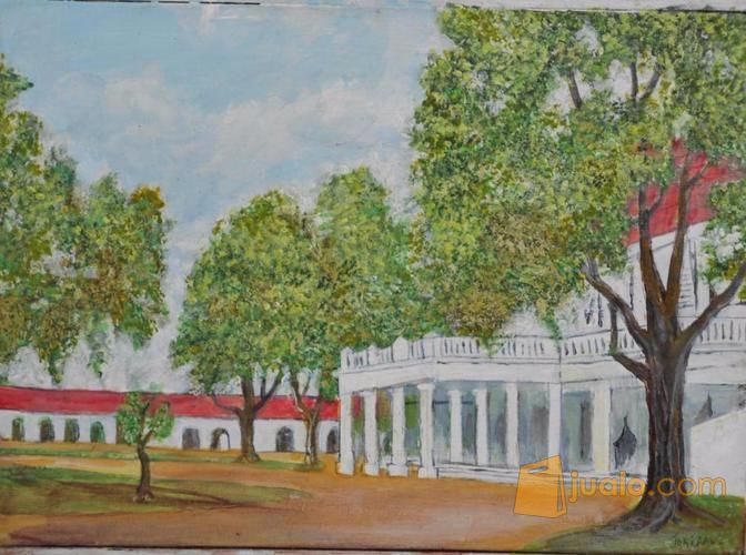 Lukisan Gedung Grahadi Surabaya Tempo Doeloe