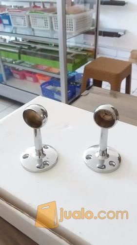 Braket Tiang Ujung-Bracket Pipa Bulat 19mm Fungsi Penyangga Pipa Untuk Gantungan Baju