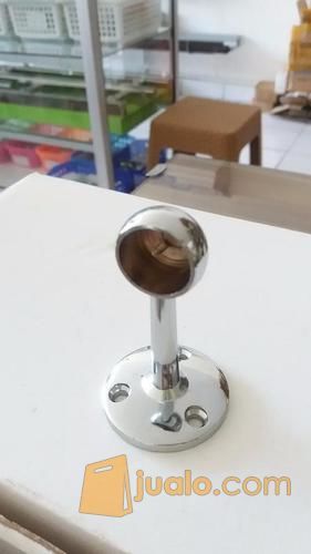 Braket Tiang Ujung-Bracket Pipa Bulat 19mm Fungsi Penyangga Pipa Untuk Gantungan Baju