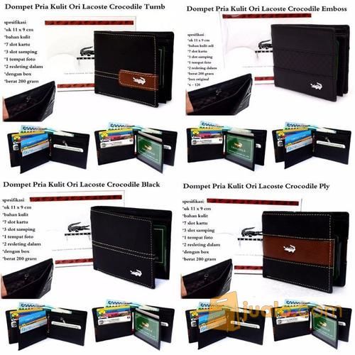 Dompet Pria / Cowok Kulit Ori Lacost Crocodil Embos Best Seller