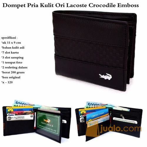 Dompet Pria / Cowok Kulit Ori Lacost Crocodil Embos Best Seller
