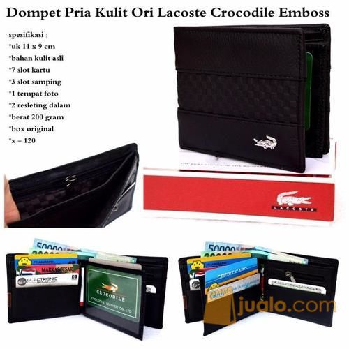 Dompet Pria / Cowok Kulit Ori Lacost Crocodil Embos Best Seller