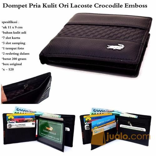 Dompet Pria / Cowok Kulit Ori Lacost Crocodil Embos Best Seller