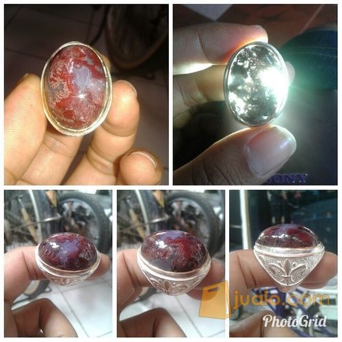 NATURAL BATU AKIK LUMUT MERAH