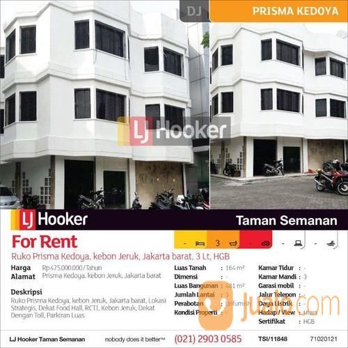 Ruko Prisma Kedoya, Kebon Jeruk, Jakarta Barat, 3 Lt, HGB