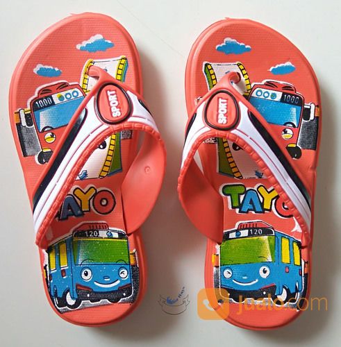 SENDAL JEPIT ANAK LAKI-LAKI WANITA PRIA SANDAL TAYO COWOK CEWE BUS TAYO