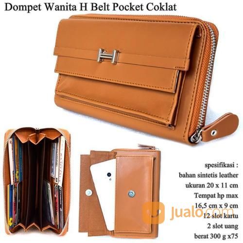 Dompet Kulit HP Kartu H Belt Soft - Coklat