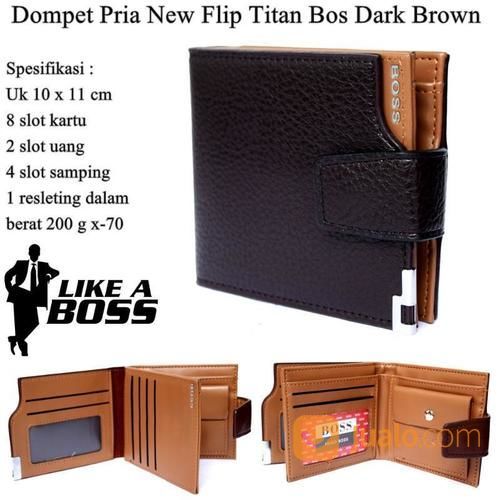 Dompet Cowok New Flip Titan Bos Dark Brown