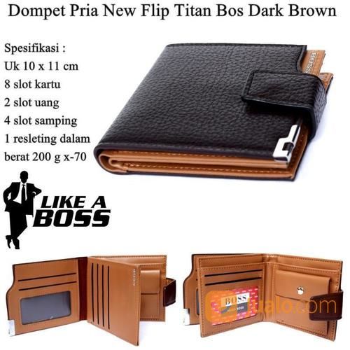 Dompet Cowok New Flip Titan Bos Dark Brown