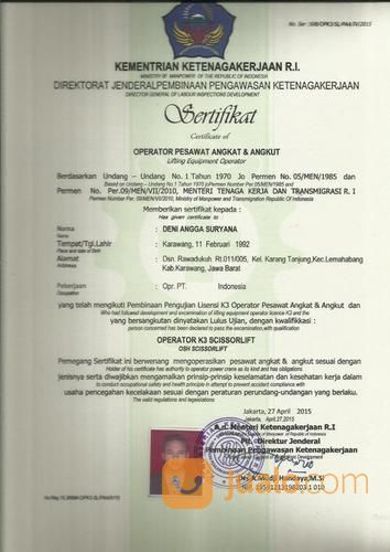 Pengurusan Dan Perpanjangan Surat Izin Operasi SIO Forklift, Crane, Excavator Dan Alat Angkut