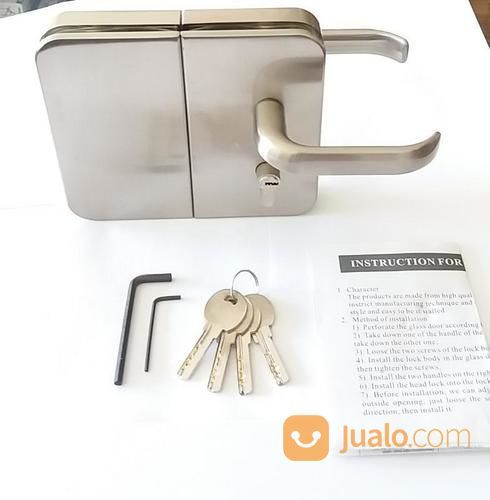 Kunci+Handle Pintu Kaca Frameless Swing Double Kaca-Kaca XH-8118-03
