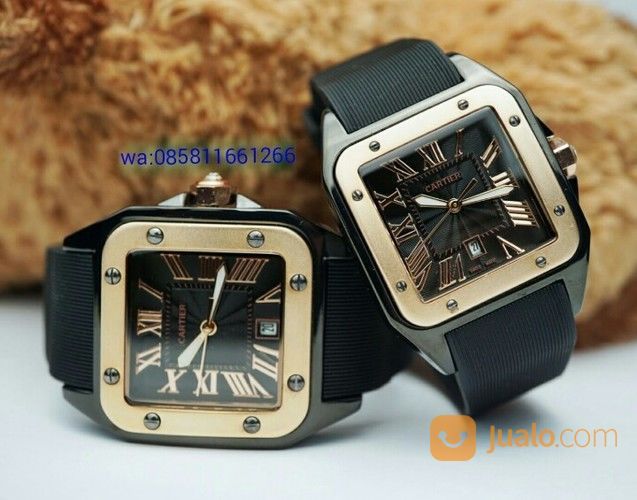 Jam Tangan Couple CARTIER Super(Premium)Tali Karet Bodi Keramik Tanggal