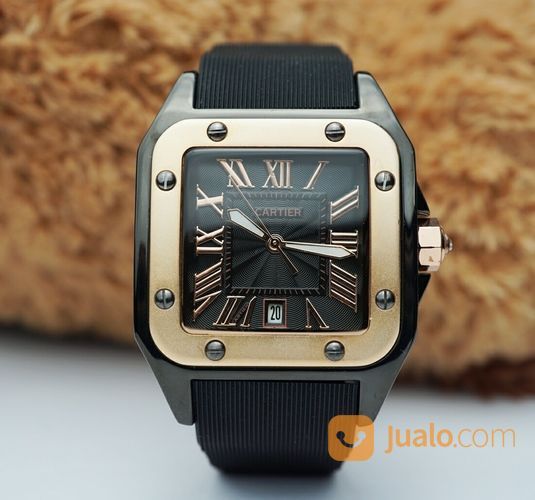 Jam Tangan Couple CARTIER Super(Premium)Tali Karet Bodi Keramik Tanggal