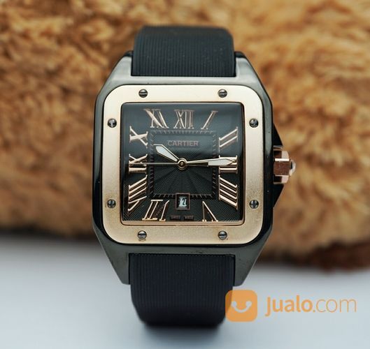 Jam Tangan Couple CARTIER Super(Premium)Tali Karet Bodi Keramik Tanggal