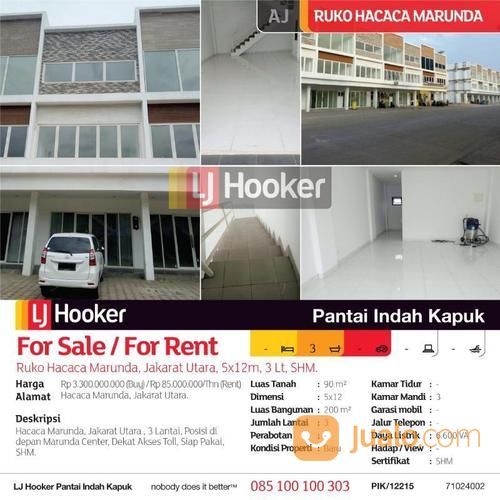 Ruko Hacaca Marunda, Jakarat Utara, 5x12m, 3 Lt, SHM.