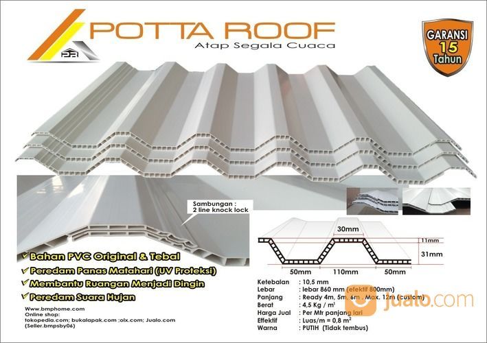 ATAP UPVC POTTA ROOF BERKUALITAS
