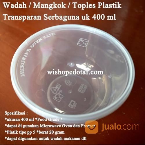 Mangkok Plastik Transparan Serbaguna Uk 400 Ml