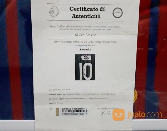 Jersey Barcelona Lionel Messi Nomor 10 Tanda Tangan Messi Bersertifikat MSS001