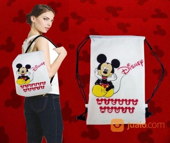 Tas Serut Mickey Mouse Tas Ransel Mickey Koleksi Karakter Kartun Disney Bag Backpack Anak Sekolah L