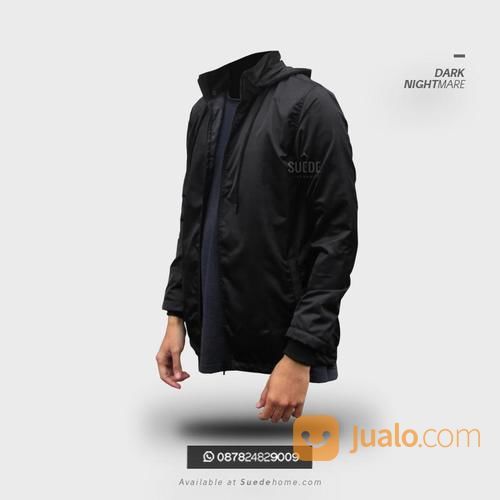 Jaket Casual Pria Jaket Parasut Hitam Minimalis
