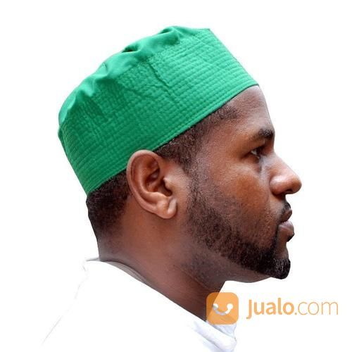 Peci Kopiah Warna Hijau Model Habib AA Tinggi 9cm Berkualitas Merek TheKufi Jahitan Rapih Dua Lapis
