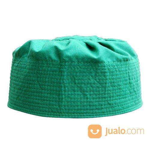 Peci Kopiah Warna Hijau Model Habib AA Tinggi 9cm Berkualitas Merek TheKufi Jahitan Rapih Dua Lapis