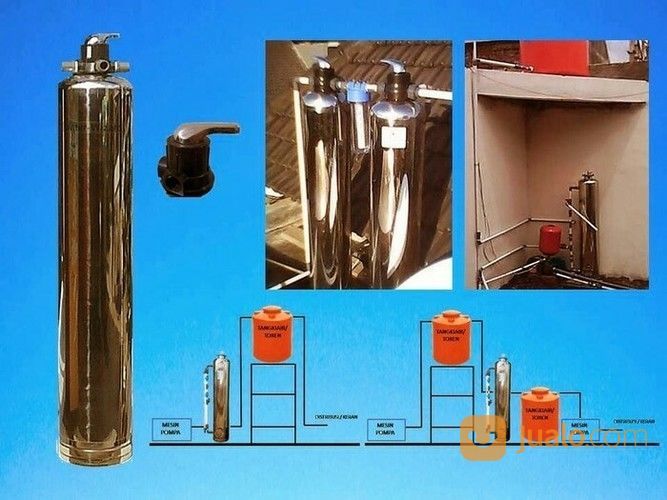 Filter Air Tanah Atau Air Pam Tabung Stainless Steel 1054 + Pasang