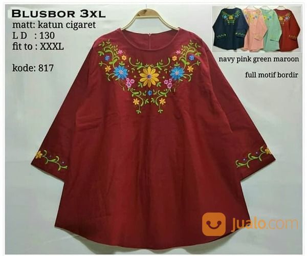 Blouse Jumbo Blusbor 3XL Baju Bordir Atasan Wanita Bigsize