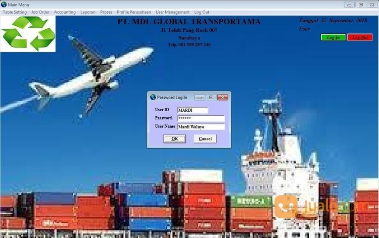 Software Program Ekspedisi Jasa Angkutan Cargo Laut Darat Udara