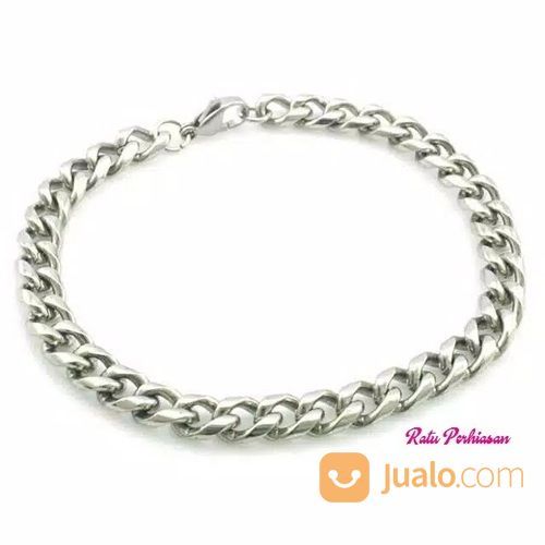 Gelang Titanium Pria Rantai Import Silver