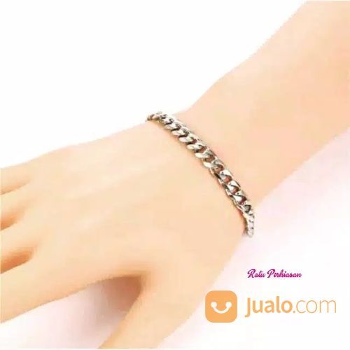 Gelang Titanium Pria Rantai Import Silver