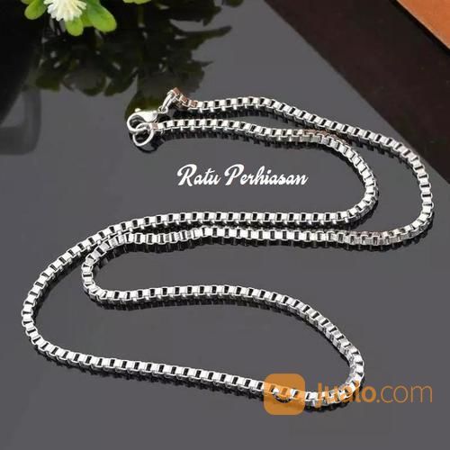 Kalung Titanium Pria Wanita Italy Silver