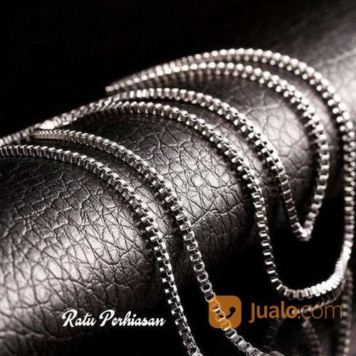 Kalung Titanium Pria Wanita Italy Silver