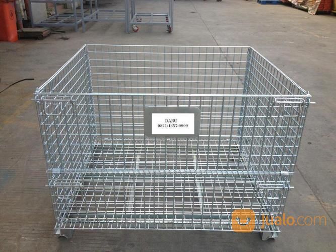 Pallet Mesh Besi Lipat- Pallet Mesh Box - Keranjang Besi Lipat Stocky Murah Nicktainer
