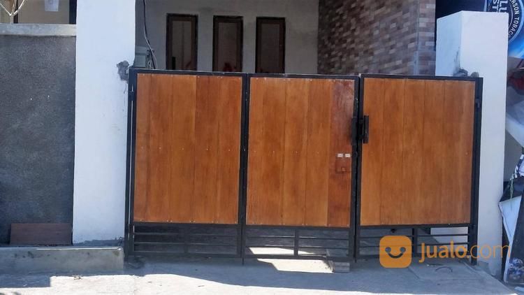 Pintu Pagar Besi Kombinasi Woodplank Motif Kayu JL_018