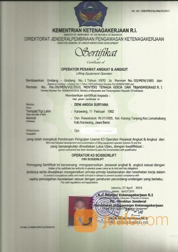 Jasa Pelatihan SIO Operator Boom Lift Dan Scissor Lift